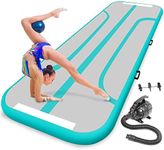 SereneLife Gymnastics Inflatable Air Tumbling Mat - 13 Ft Outdoor/Home Indoor Gymnastics Mat Air Tumbling Mat Track - Floor Tumble Track Mats For Gymnastics, Yoga, Cheerleading - (Aquamarine)