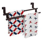 Towel Rack Over The Door Towel Rack Adjustable Double Towel Bar Holders Over The Cabinet Door Organizer for Kitchen, Stainless Steel, Brown