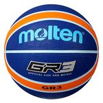 Molten GR Basketball, Indoor/Outdoor, Premium Rubber, Size 3, Impact Colour Blue/Orange, Suitable For Boys Age 3, 4, 5 and 6 and Girls age 11 and under (BGR3-NOR)