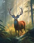 TISHIRON Majestic Deer Paint by Numbers Kit for Adults, Majestic Deer Stand a Sunlit Forest DIY Adult Paint by Numbers, Sunlight Paint by Numbers Kit for Adults Beginner 16x20 Inch Frameless