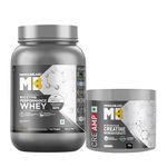 MuscleBlaze Biozyme Performance Whey Protein Powder, Rich Chocolate (1kg / 2.2lbs) & Micronised Creatine Monohydrate CreAMP, Unflavoured (32 Servings, 100g) | Combo Pack