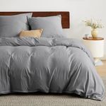 BEDSURE Bed Linen 220 x 240 cm 3-Piece Grey - Soft Prewashed Oeko-Tex Polyester Microfibre Bed Linen Set, 1 Duvet Cover 240 x 220 cm with Zip and 2 Pillowcases 80 x 80 cm
