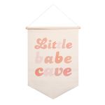 Minimalistx Little Babe Cave Pastel Pink Cotton Canvas Flag. Neutral coloured Boho themed Banner for Nursery Decor, Playroom Decor, Girls Room Decor, Kids Room Decor or Baby Room Decor