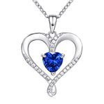 AM ANNIS MUNN Birthstone Necklace, 18K White Gold Heart Necklaces for Women Filled 925 Sterling Silver, Diamond Womens Jewelry Christmas Gifts for Women Wife