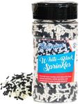 Bakerpan White-Black Jimmies Sprinkles - 6 Ounces White & Black Sprinkles for Cake Decorating - Edible Sprinkles for Cupcakes, Ice Cream, Cake Decorations (Made in USA)