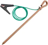 Portable Grounding Rod with 4ft 12AWG UL Listed Grounding Wire with Crocodile Clip,Great for Electric Fences,Antennas,Generator,Ground Post Pin (Grounding rod with one green 4ft ground wire)