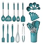 Bruntmor 24-Piece Silicone Cooking Utensils Set - Heat Resistant Non Scratch Cooking Utensils - Food Grade Safe Nonstick Utensils Set - Cooking Tool Set Steel Handle - Professional Kitchenware