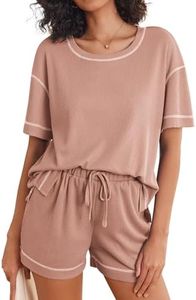 Ekouaer Women Lounge Set Waffle Knit Pajama