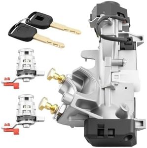 Ignition Switch Lock Cylinder Assembly Set Fit for Honda CR-V 2002–2006 | Front Door Lock Cylinder Left & Right with 2 Keys | Replace OE# 72185-S9A-013 | Alloy Silver