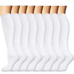 Knee High Compression Socks for Men & Women(8 Pairs)-Best for Running,Athletic and Travel -15-20mmHg