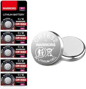 Warriors 1632 CR1632 Coin Button Cell 3V 3 Volt Lithium Batteries 5X Retail Pack Compliant with Coin Battery Safety Standards 2020