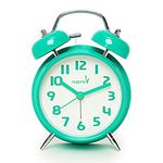 FLOITTUY (Loud Alarm for Deep Sleepers) 4'' Twin Bell Alarm Clock with Backlight for Bedroom and Home Decoration (Mint Green)