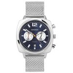 Sekonda Airborne Mens 40mm Chronograph Watch in Blue with Analogue Date Display, and Silver Stainless Steel Strap 30100