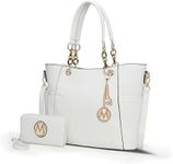 MKF Collection Tote Bag for Women, Handbag Set with Wallet-Top-Handle- Vegan Leather Purse, Bonita White, Large