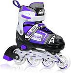 Adjustable Inline Skates for Kids, Teens, and Adults – ABEC-7 Bearings, PU Wheels, Comfortable Fit, for Indoor and Outdoor Skating (Violet, Medium - Big Kid (1Y-5Y US))