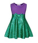 AmzBarley Girls Shiny Mermaid Dress Summer Dresses Kids Evening Party Dress up Birthday Costume Holiday Cosplay Child Outfit, Shiny Green, 5-6 Years