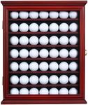 ARRAWIS Golf Ball Display Case Cabinet Solid Wood Holder Wall Mounted 7 Shelves 49 Rack with UV Protection Lockable Glass Door for Enthusiast Collectibles Large-Mahogany