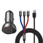 Baseus Car Charger with Cigarette Lighter Extension Slot (Combo 24W Dual USB + 3in1 Cable)