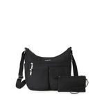 Baggallini Unisex Lightweight Multi-Pocketed, Spacious Water-Resistant Crossbody Bag with RFID Wristlet (Black)