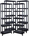4 x 5 Tier Heavy Duty Black Plastic Shelving Unit Storage Organiser Garage Home Pantry Racking Shelf Shelves Workbench Workman Bays Racking Tools Paint Stationary Parts 60cm Wide