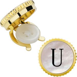 Tuxedo Button Covers for Mens Dress Shirts, Initial Tux Button Cover Cufflinks Personality Mother of Pearl Cuff Links on Birthday Wedding Bussiness