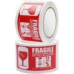 VSARA High-Strength Fragile Handle With Care Packing Tape, Packaging Tape 100 Meters Long | Heavy-Duty Packing Tape Rolls (3 Inch Pack of 2)