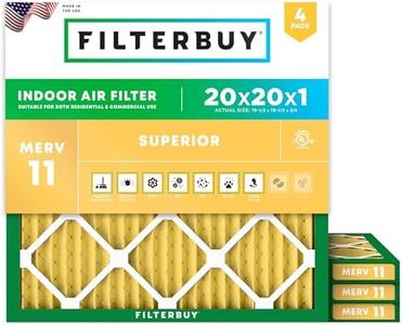 AFB Gold MERV 11 20x20x1 Pleated AC Furnace Air Filter. Pack of 4 Filters. 100% produced in the USA.