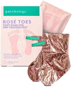 Patchology Rosé Toes Moisturizing Foot Mask – Shea Butter & Strawberry Scented Booties for Dry, Cracked Feet, Disposable Spa Socks with Resveratrol for Soothing Foot Care, Self-Care Essentials