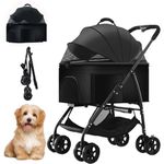 Foldable Pet Strollers with Detachable Carrier,Stroller for Medium Dogs