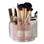 NUODWELL 360° Rotating Makeup Organiser, Makeup Brush Holder Clear Cosmetic Display Case with 5 Slots, Large Capacity Makeup Brushes Organizer for Dressing Table Bedroom Bathroom Office (Transparent)