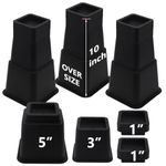 HANIHUA Adjustable Bed Risers 10 inch Heavy Duty (Set of 4), Oversized Furniture Risers 6 inch, 8 inch, Black Bed Lifts Risers for Table, Sofa, Desk, Bed Frame Risers Supports Up to 6,000 Lbs