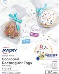 Avery Scalloped Printable Tags with Sure Feed, 2" x 1.25", White, 180 Customizable Tags with Strings, Great for Branding, Gift Tags, Price Tags, and More (22848)