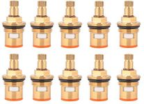 Spazio Elegant Bath Decor Brass Ceramic Disc 1/2-inch Cartridge Quarter Turn Faucet Valve for Hot and Cold Bathroom Kitchen Tap - Set of 10 Nos