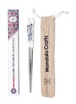 Mandala Crafts Reusable Titanium Chopstick Set with Case for Adults and Kids; Portable and Dishwasher Safe, Pack of 1 Pair, Oval Floral Handle