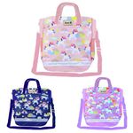 FunBlast Unicorn Tote Bags - Colorful Multi-Purpose Hand Bag with Zip Lock, Lunch Bag, Tuition Bag, Fashion Travel Bag with Handle Strap and Detachable Shoulder Strap (34 X 29 X 11 CM) (Random Color)