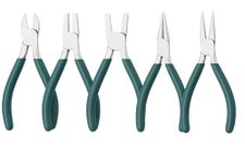 OSCAR Professional 5-Piece Jewelry Pliers Tool Set – Side Cutter, Chain Nose, Flat Nose, Round Nose & Bent Nose Pliers for Jewelry Making