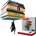 Invisible Hanging Metal Floating Bookshelf - Optical Illusion Wall Book Shelf for Kids and Men - Modern Small Black Wall Mounted Bookshelves for Unique Home Décor