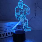 Ice Hockey Player 3D Light with Timer Function & Remote Control, FULLOSUN Optical Hologram Bedside Night Lamp 16 Colors Changing, Cool Birthday Christmas Gifts for Teen Toddler Kids