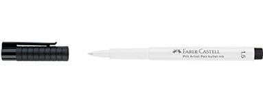 Faber-Castell Art & Graphic Pitt Artist Pen Bullet Nib 1.5 India Ink Pen, White, Single Pitt Pen, For Art, Craft, Drawing, Sketching, Home, School, University, Colouring