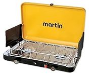 MARTIN Portable Gas Stove | 2 Burner Propane Stove Perfect for Camping, Cookout, Emergency | Made of Stainless Steel | Built-in Carrying Handle | CSA certification | Yellow Camping Stove 20,000 BTU