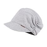 ZHUYOU Womens Peaked Newsboy Cap Soft Cotton Breathable Beret Hats Summer Sun hat Muslim Cancer Chemo Turban Hat Head Wrap,Gray,One Size