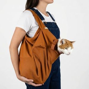 Cat-in-the-Bag Cozy Comfort Carrier - Extra Small Caramel Cat Carrier Soft and Pet Carrier for Medication Administration, Nail Clipping, Travel, Vet Visits, and Dental Care