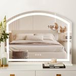 TRIOBLADE Vanity Mirror with Lights LED Lighted Up Makeup Mirrors with Dimmable 3 Modes and Brightness Adjustment Touch Screen Control 10X Magnifying Glass for Bedroom Dressing Room (60x50cm)