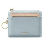 Vulkitty Womens Card Holder Slim Minimalist Leather Wallet with Removable ID Window Ladies Zipped Coin Purse Keychain Front Pocket Wallet