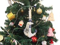 Hampton Nautical Anchor-301-XMASS Wooden Rustic Decorative Blue & White Anchor Christmas Tree Ornament - Nautical Tree Decoration