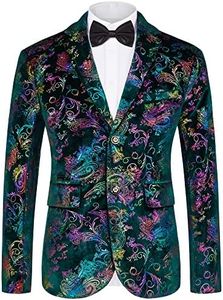 MAGE MALE Men's Dress Party Floral Suit Jacket Notched Lapel Slim Fit Two Button Stylish Blazer