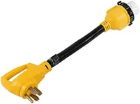 Camco 55552 18" 14-50 50 AMP Standard PowerGrip Plug To SS2-50 50 AMP Locking Receptacle Adapter