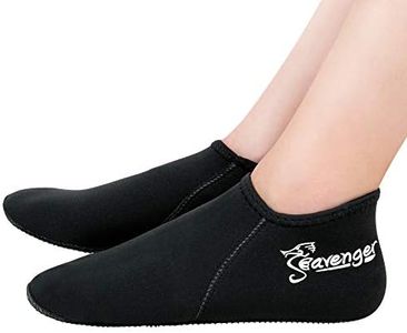 Seavenger Zephyr 3mm Neoprene Socks | Wetsuit Booties for Scuba Diving, Snorkeling, Swimming (Black, Medium)