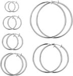 Elicola 6 Pairs Clip On Hoop Earrin