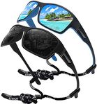 STORYCOAST Polarized Sports Sunglasses for Men Women Unbreakable Frame Cycling Fishing Driving Black+Blue Mirror 2Pack